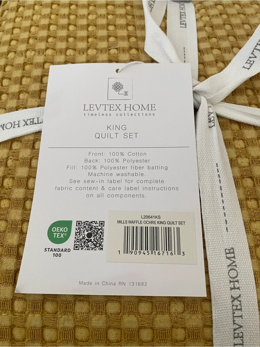 Levtex Home - Colección Mills Waffle Quilt Set 3 Piece KING 106x92 inches